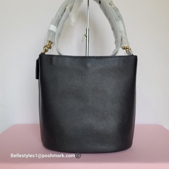 COACH Willow Polished Pebbled Leather Bucket Shoulder Bag- Black ⭐ - Picture 6 of 16